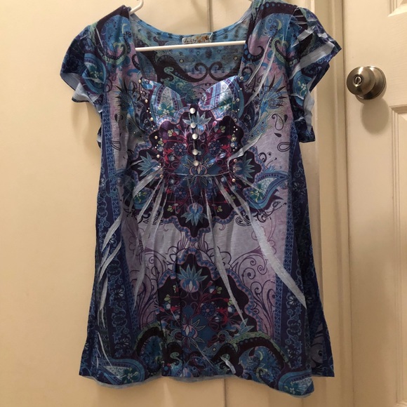 Unity World Wear Petite Large Girly Gem Floral Top - Picture 2 of 8